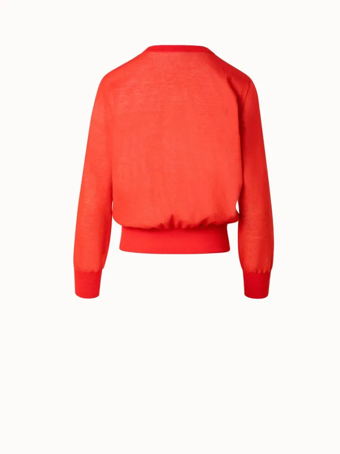 Cotton Blend Round Neck Sweater Poppy Women Akris Knitwear