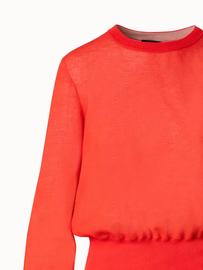 Cotton Blend Round Neck Sweater Poppy Women Akris Knitwear