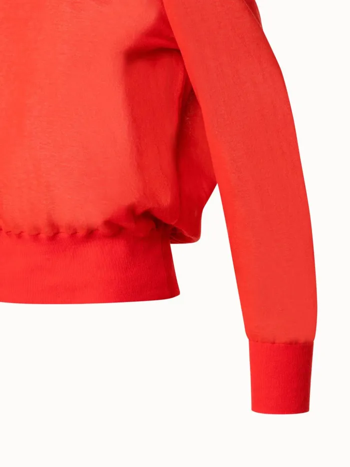 Cotton Blend Round Neck Sweater Poppy Women Akris Knitwear