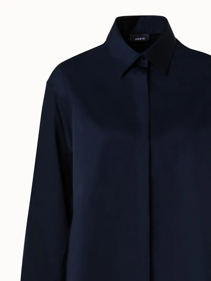 CottonGabardine Blouse Navy Women Akris Blouses