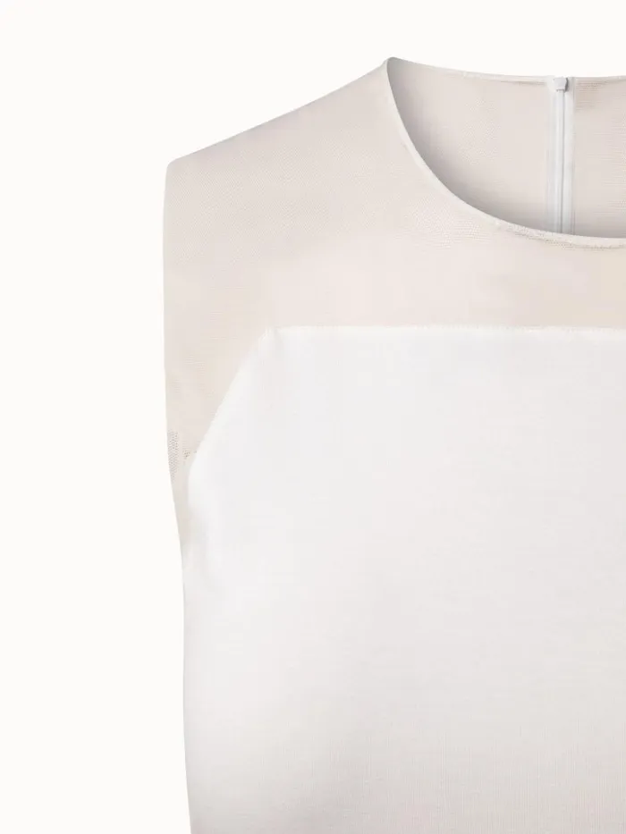 Cotton Jersey Top With Tulle Shoulder Ecru Women Akris Tops