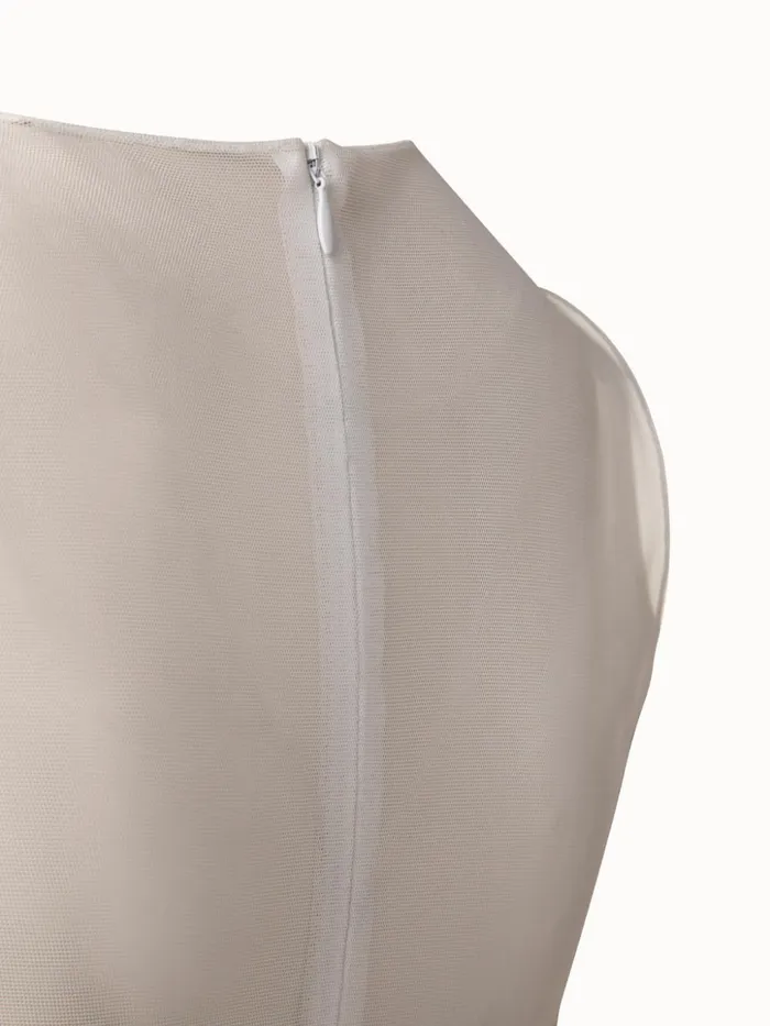 Cotton Jersey Top With Tulle Shoulder Ecru Women Akris Tops