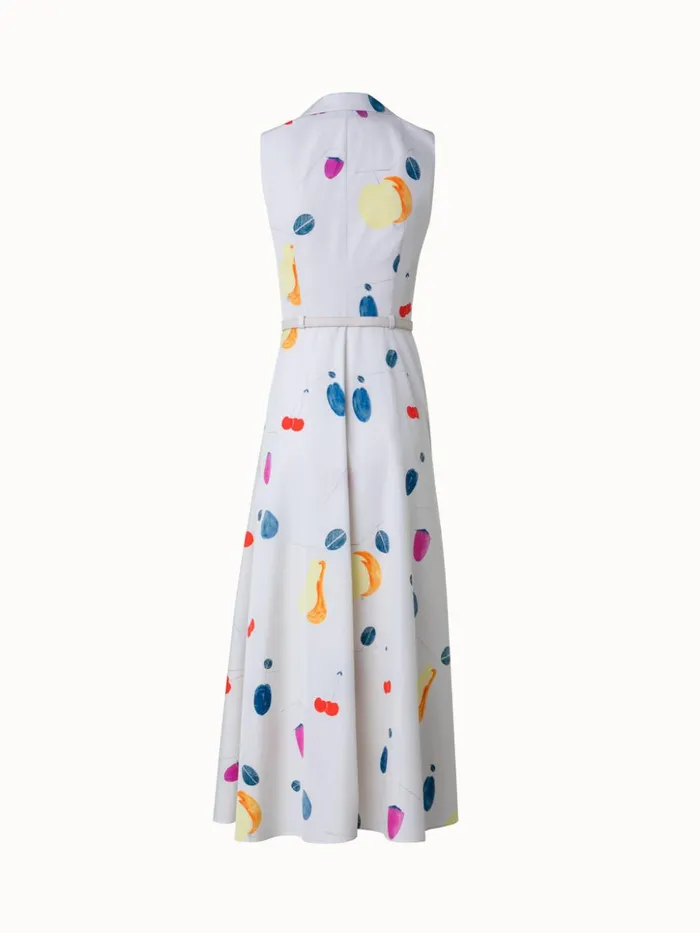 Cotton Midi Dress With Fruits Print Greigemulticolor Women Akris Dresses