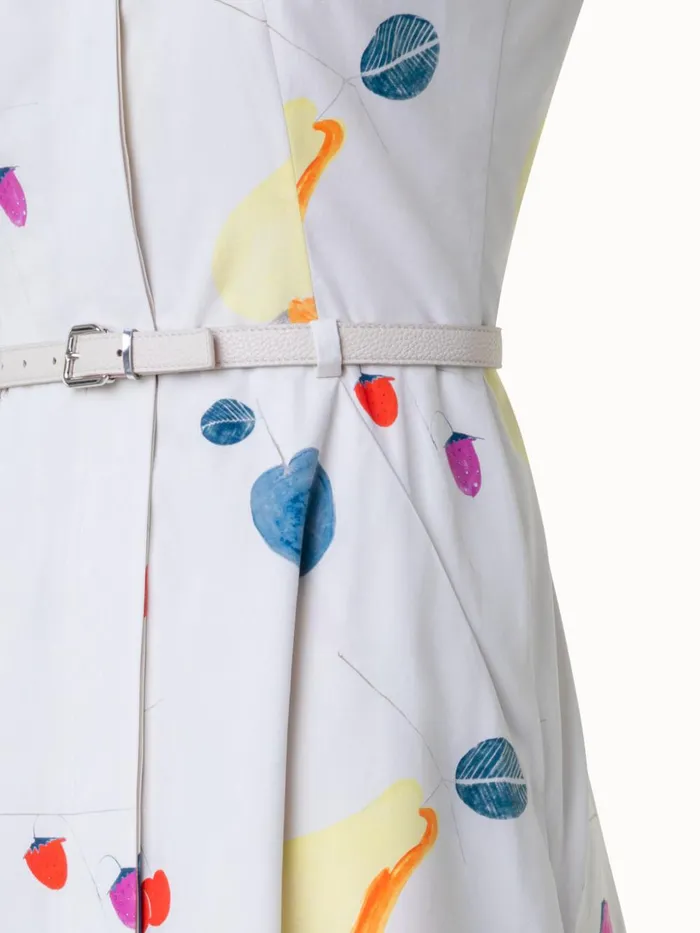 Cotton Midi Dress With Fruits Print Greigemulticolor Women Akris Dresses