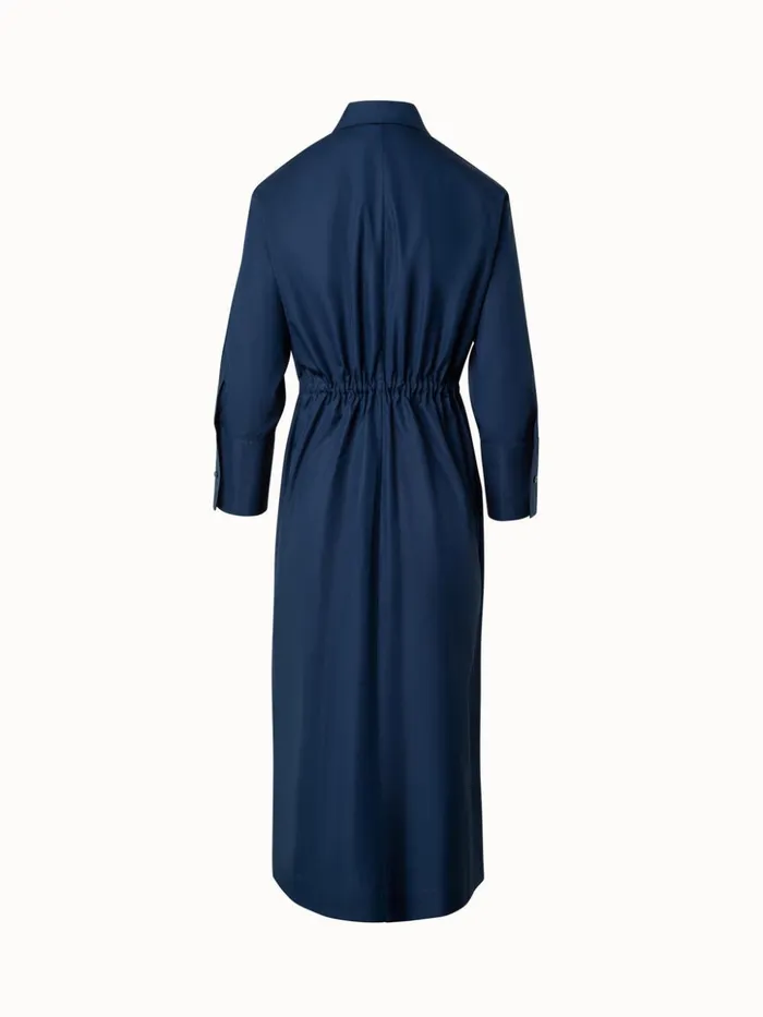 Cotton Midi Shirt Dress With Drawstring Denim Women Akris Dresses