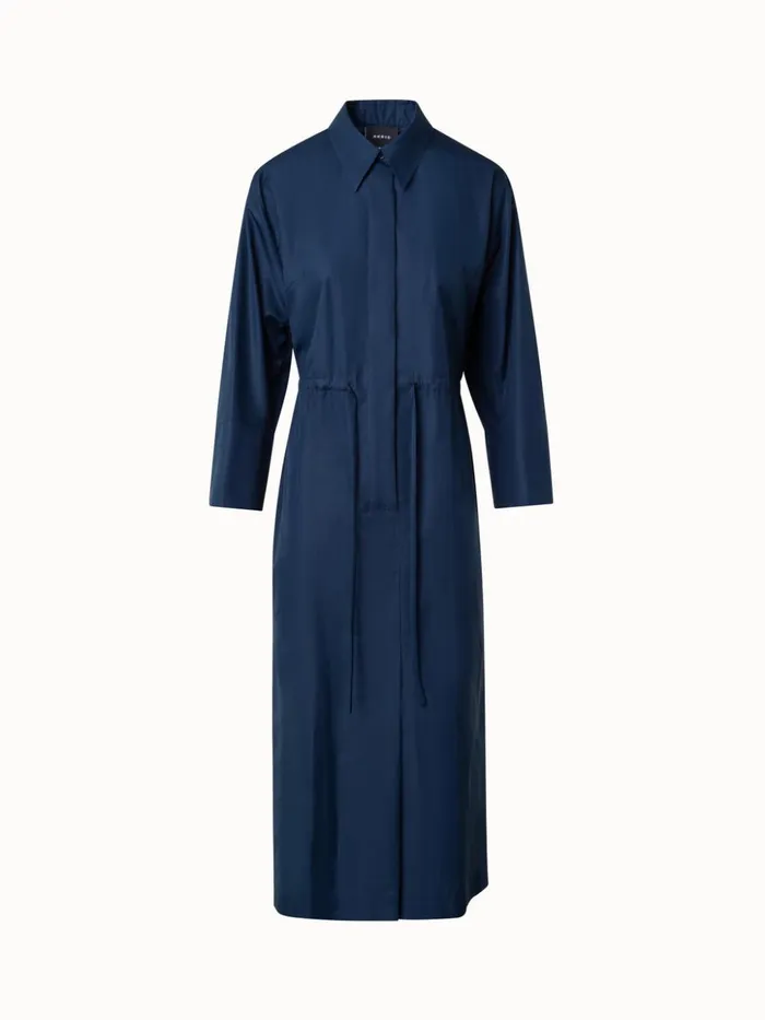 Cotton Midi Shirt Dress With Drawstring Denim Women Akris Dresses