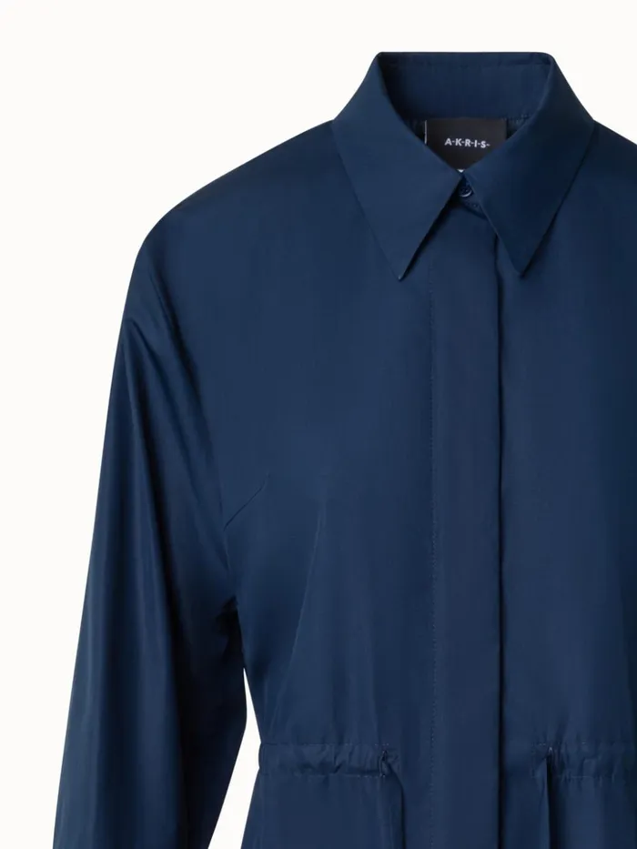 Cotton Midi Shirt Dress With Drawstring Denim Women Akris Dresses