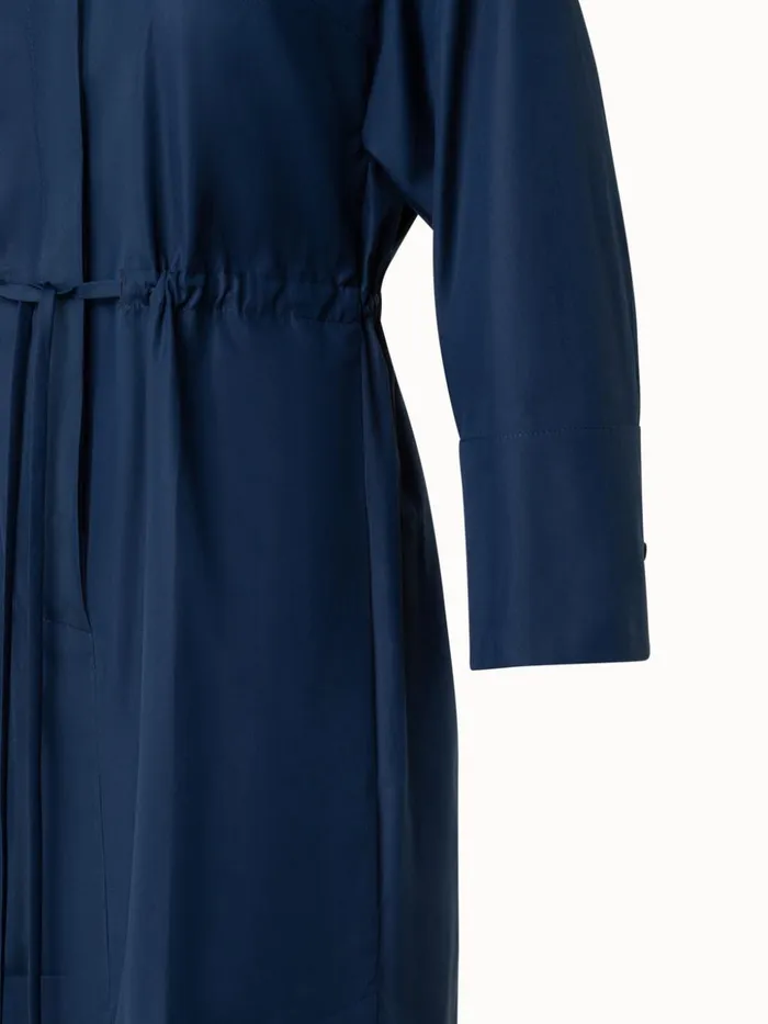 Cotton Midi Shirt Dress With Drawstring Denim Women Akris Dresses