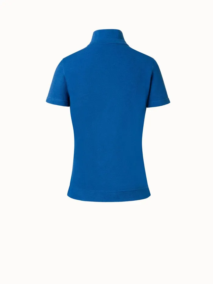 Cotton Piqu Polo Shirt Medium Denim Women Akris Knitwear