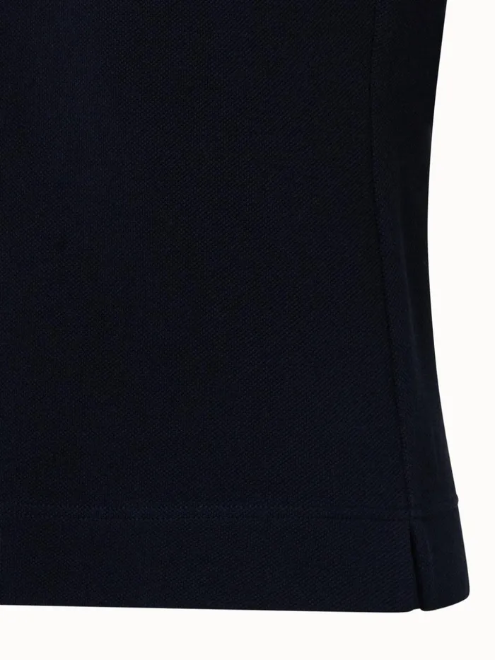 Cotton Piqu Polo Shirt Navy Women Akris Knitwear