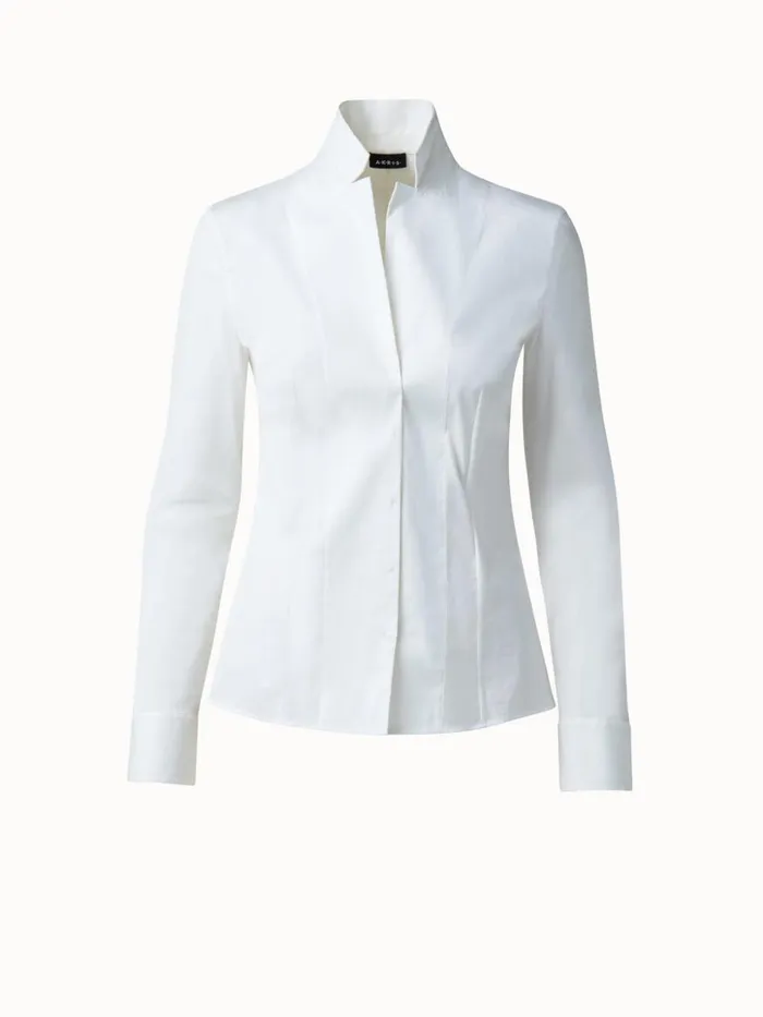 Cotton Stretch Blouse White Women Akris Blouses