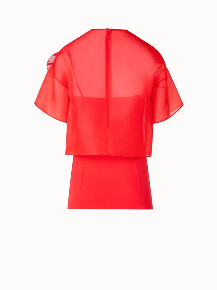 Cropped Blouse In Organza With Poppy Red Women Akris Blouses