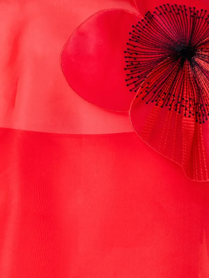 Cropped Blouse In Organza With Poppy Red Women Akris Blouses