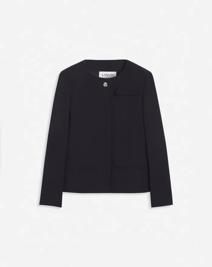 Cropped Fitted Jacket Black Women Lanvin Coats and Jackets