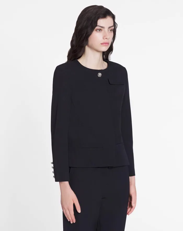 Cropped Fitted Jacket Black Women Lanvin Coats and Jackets Cropped Fitted Jacket Black Women Lanvin Coats and Jackets