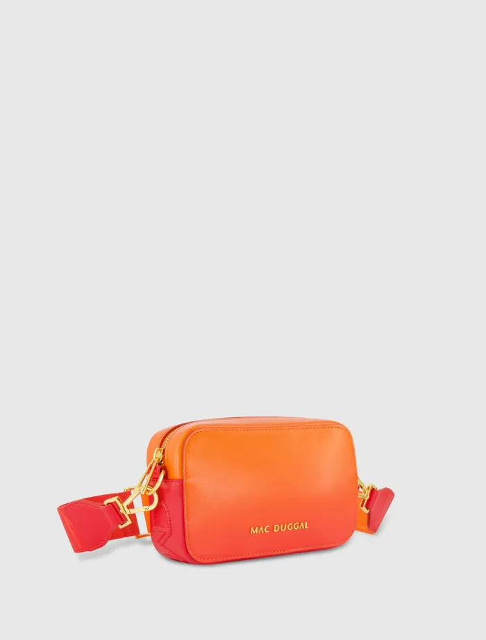 Crossbody Bags Mac Duggal Women Ombre Small Leather Crossbody Camera Bag with Adjustable Strap 8211 FINAL Sunset Ombre