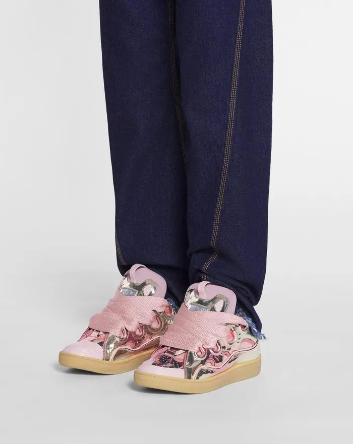 Curb Sneakers In Metallic Leather Dusty Rose Men Lanvin Sneakers Curb Sneakers In Metallic Leather Dusty Rose Men Lanvin Sneakers