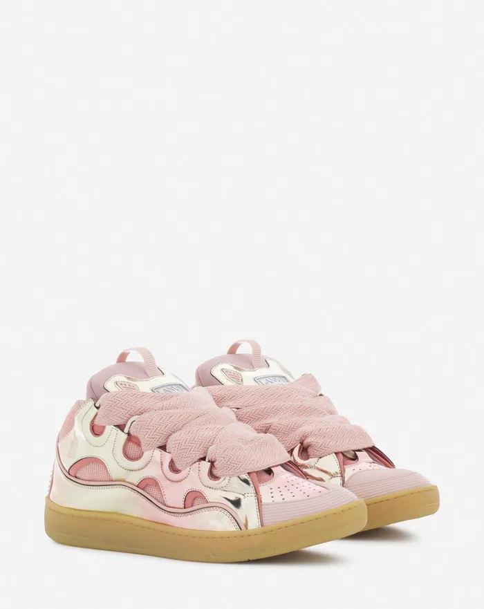 Curb Sneakers In Metallic Leather Dusty Rose Men Lanvin Sneakers Curb Sneakers In Metallic Leather Dusty Rose Men Lanvin Sneakers