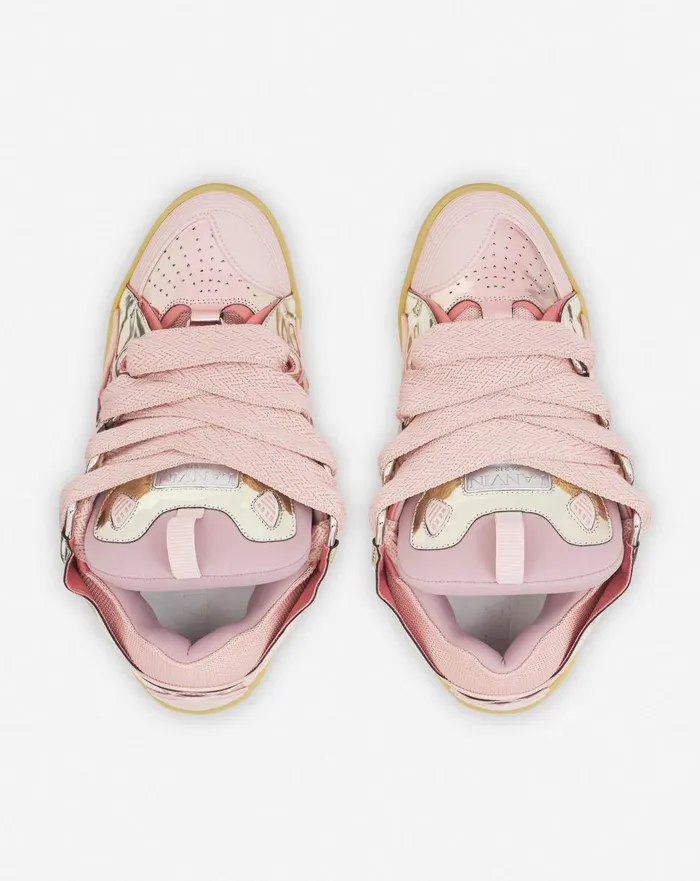 Curb Sneakers In Metallic Leather Dusty Rose Men Lanvin Sneakers Curb Sneakers In Metallic Leather Dusty Rose Men Lanvin Sneakers
