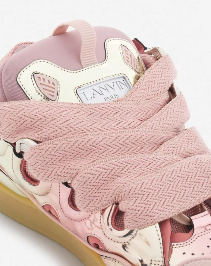Curb Sneakers In Metallic Leather Dusty Rose Men Lanvin Sneakers Curb Sneakers In Metallic Leather Dusty Rose Men Lanvin Sneakers