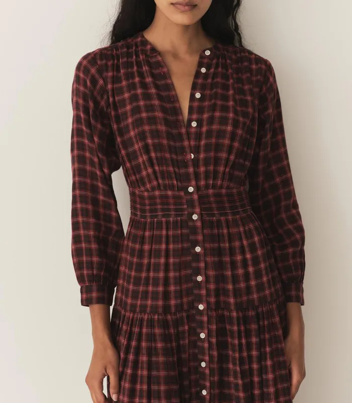 DEN Annika Dress Rouge Countryside Plaid Women Dresses