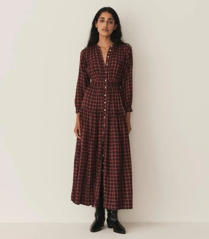 DEN Annika Dress Rouge Countryside Plaid Women Dresses