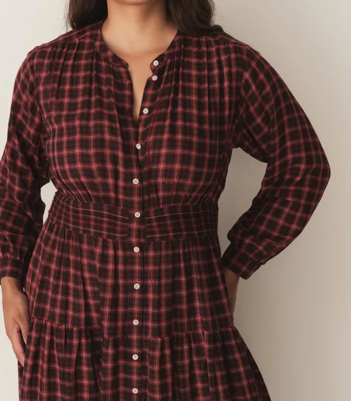 DEN Annika Dress Rouge Countryside Plaid Women Dresses
