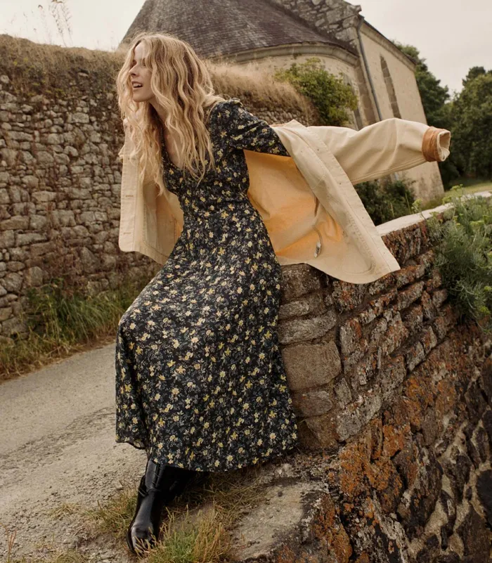 DEN Charleston Dress Noir Winding Blossoms Women Dresses DEN Charleston Dress Noir Winding Blossoms Women Dresses
