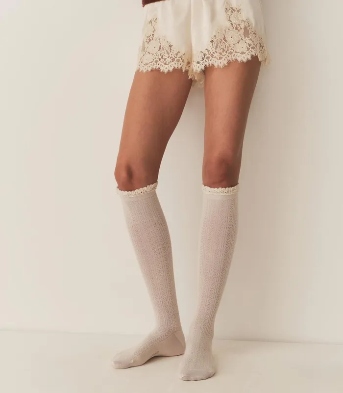 DEN Collgien Pointelle Knee High Sock Doux Agneaux Women Socks and Tights