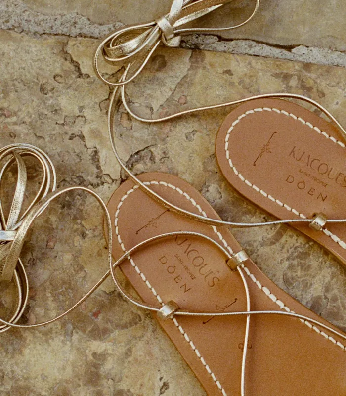 DEN DEN and KJacques Bikini Sandal Metallic Champagne Women Shoes