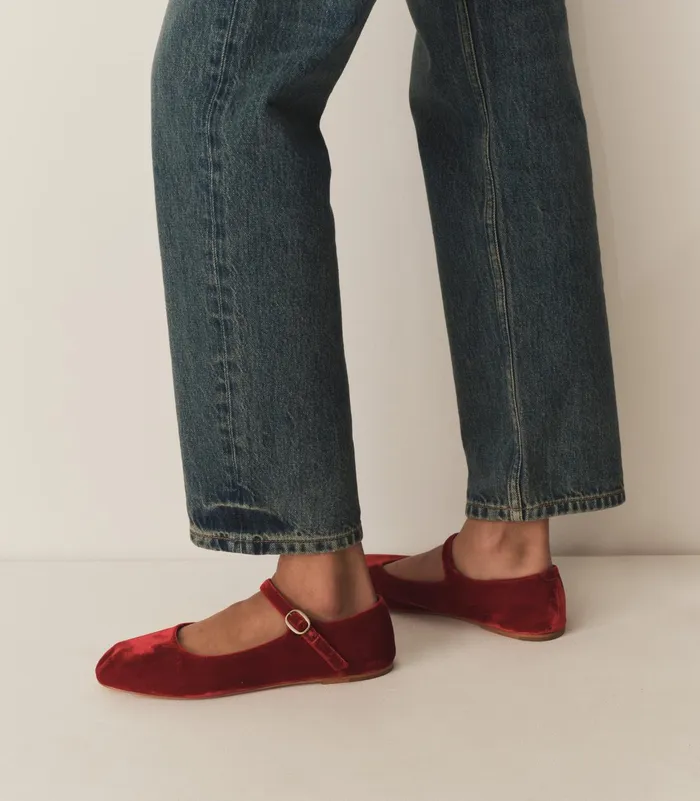 DEN Mary Jane Slipper Ruby Velvet Women Shoes DEN Mary Jane Slipper Ruby Velvet Women Shoes