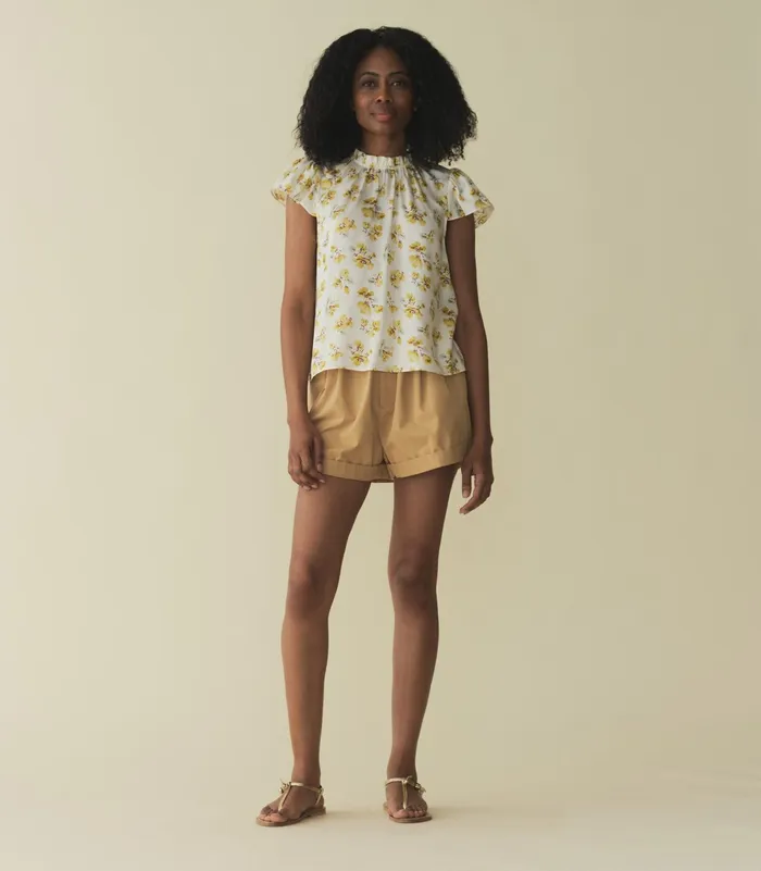 DEN Yvie Top Gold Frolicking Floral Women Tops DEN Yvie Top Gold Frolicking Floral Women Tops