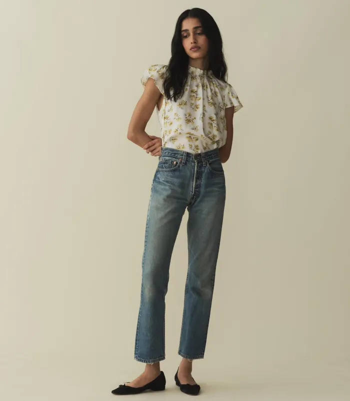 DEN Yvie Top Gold Frolicking Floral Women Tops DEN Yvie Top Gold Frolicking Floral Women Tops