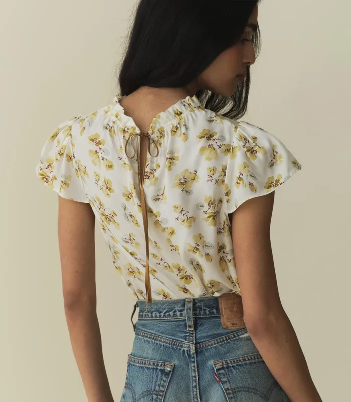 DEN Yvie Top Gold Frolicking Floral Women Tops DEN Yvie Top Gold Frolicking Floral Women Tops