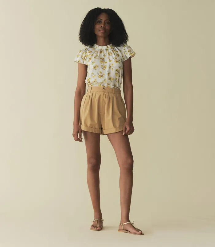 DEN Yvie Top Gold Frolicking Floral Women Tops DEN Yvie Top Gold Frolicking Floral Women Tops