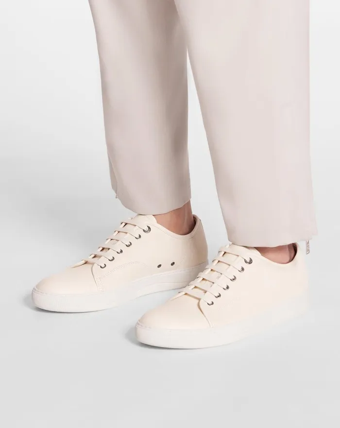 Dbb1 Leather And Suede Sneakers Cream Men Lanvin Sneakers