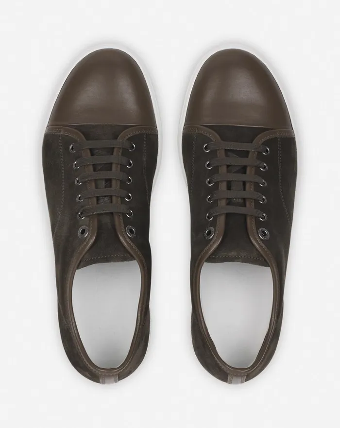 Dbb1 Leather And Suede Sneakers Khakiwhite Men Lanvin DBB1