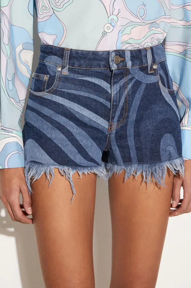 Denim Women PUCCI MarmoPrint Denim Shorts