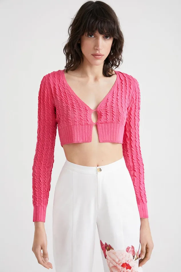 Desigual Cropped Knit Cardigan Women Sweaters