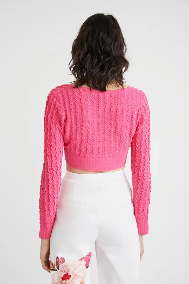 Desigual Cropped Knit Cardigan Women Sweaters