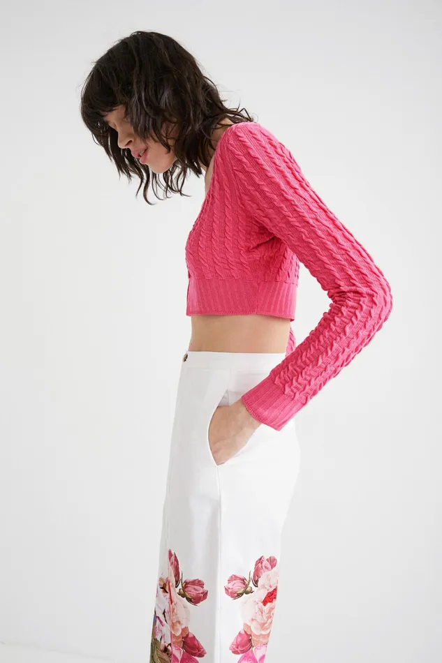 Desigual Cropped Knit Cardigan Women Sweaters