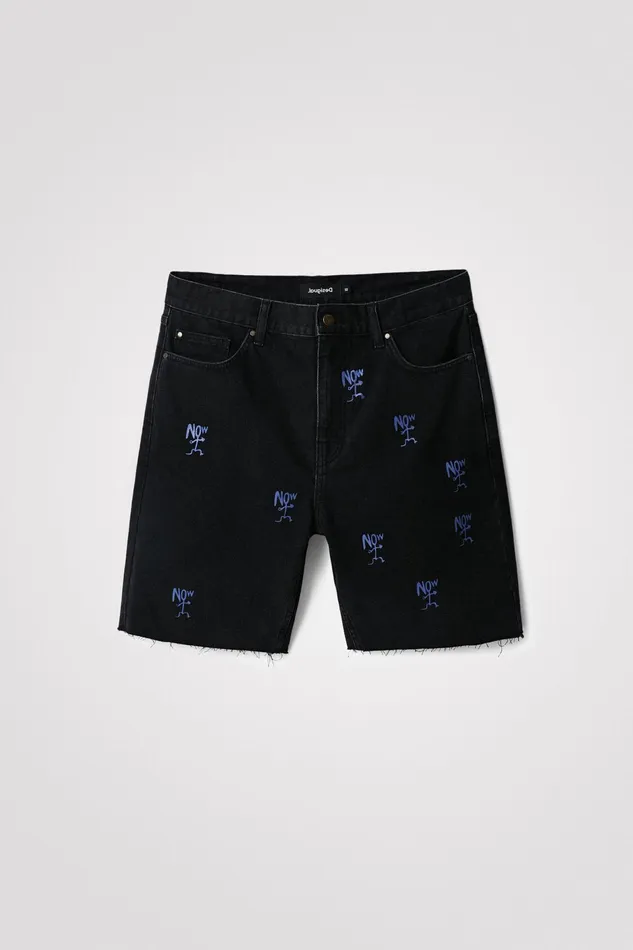 Desigual Denim Bermuda Shorts Frayed Hem Mens Jeans and Pants
