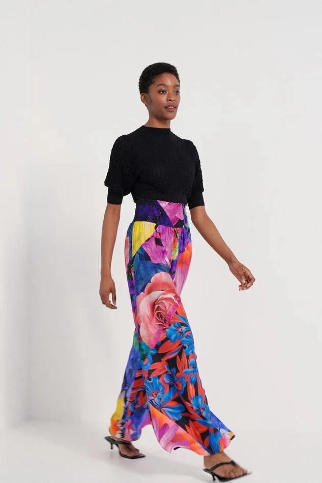 Desigual Floral Palazzo Trousers Women Pants and Leggings