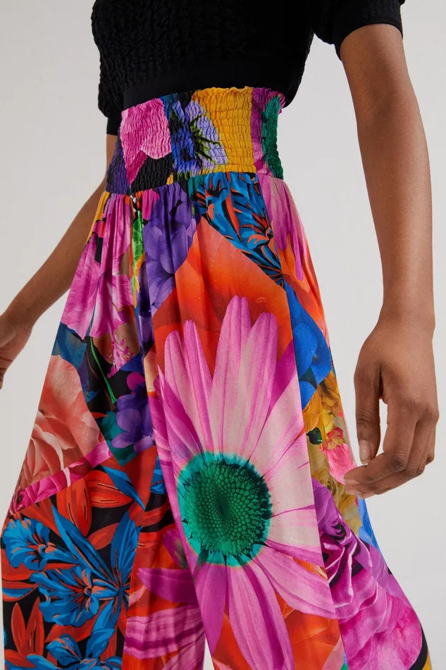 Desigual Floral Palazzo Trousers Women Pants and Leggings