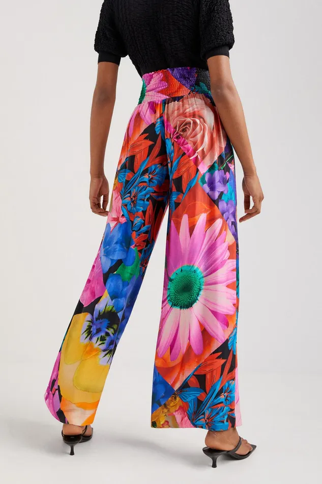 Desigual Floral Palazzo Trousers Women Pants and Leggings