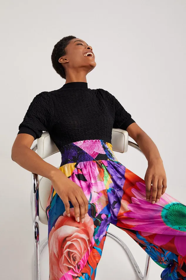 Desigual Floral Palazzo Trousers Women Pants and Leggings