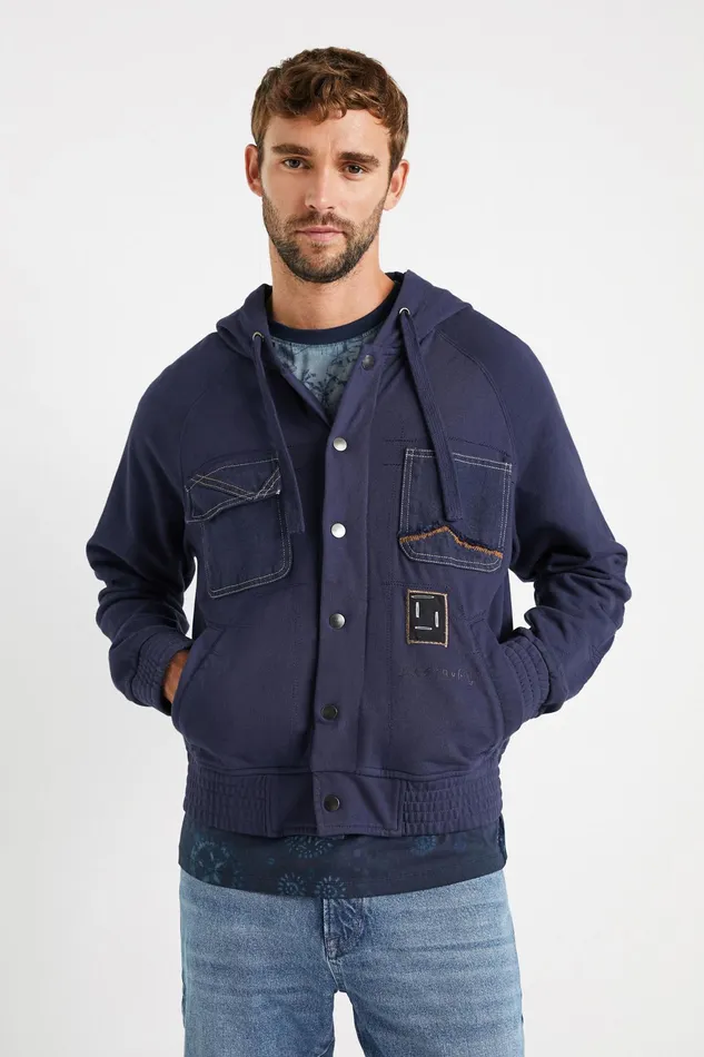 Desigual Hooded Plush Jacket Mens Sweaters and Sweatshirts