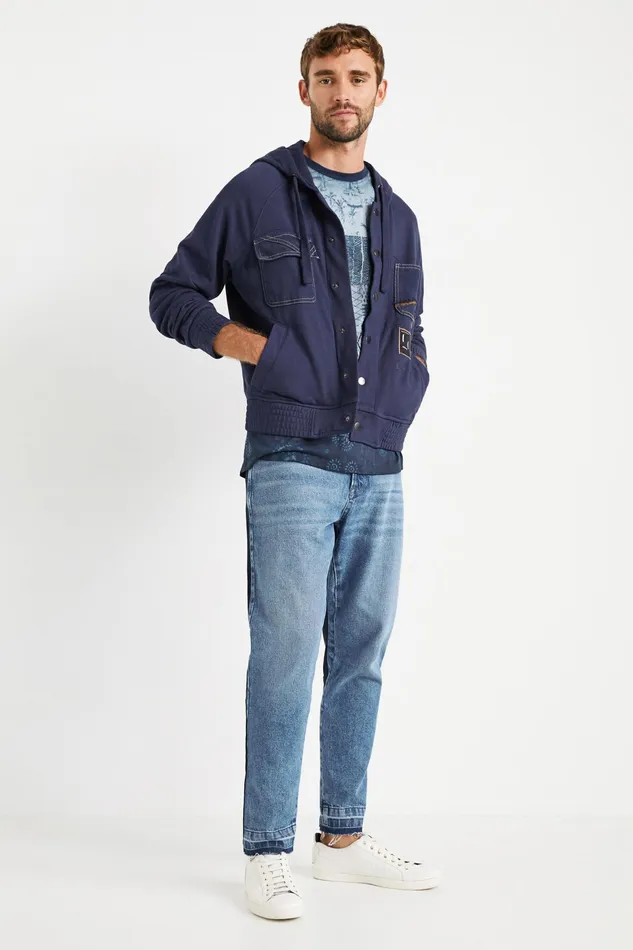 Desigual Hooded Plush Jacket Mens Sweaters and Sweatshirts