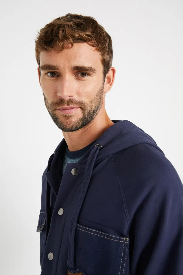 Desigual Hooded Plush Jacket Mens Sweaters and Sweatshirts
