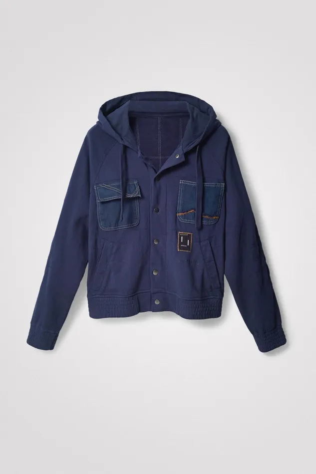 Desigual Hooded Plush Jacket Mens Sweaters and Sweatshirts